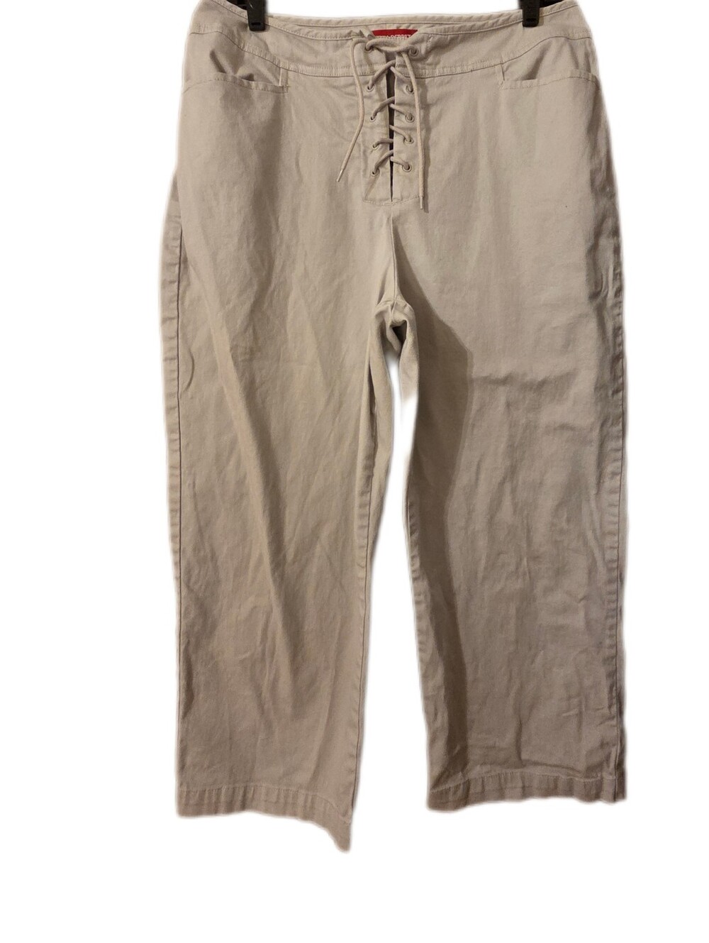 Gloria Vanderbilt Cropped  Lace Up Tie Front Khaki Pants Plus Size 16 P
